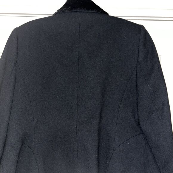 Amanda Smith Petites Black Wool Jacket Blazer Women’s Size 8P fur collar - Picture 9 of 10